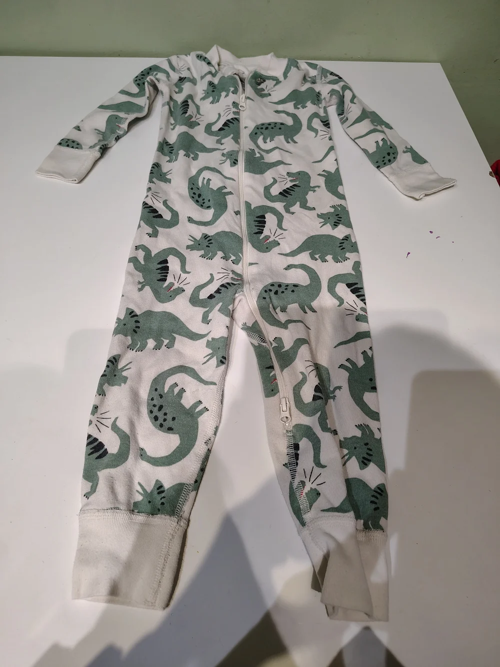 Hanna Andersson Toddler Boy 2T Dinosaurs Double Zipper Pajamas Footless Blue